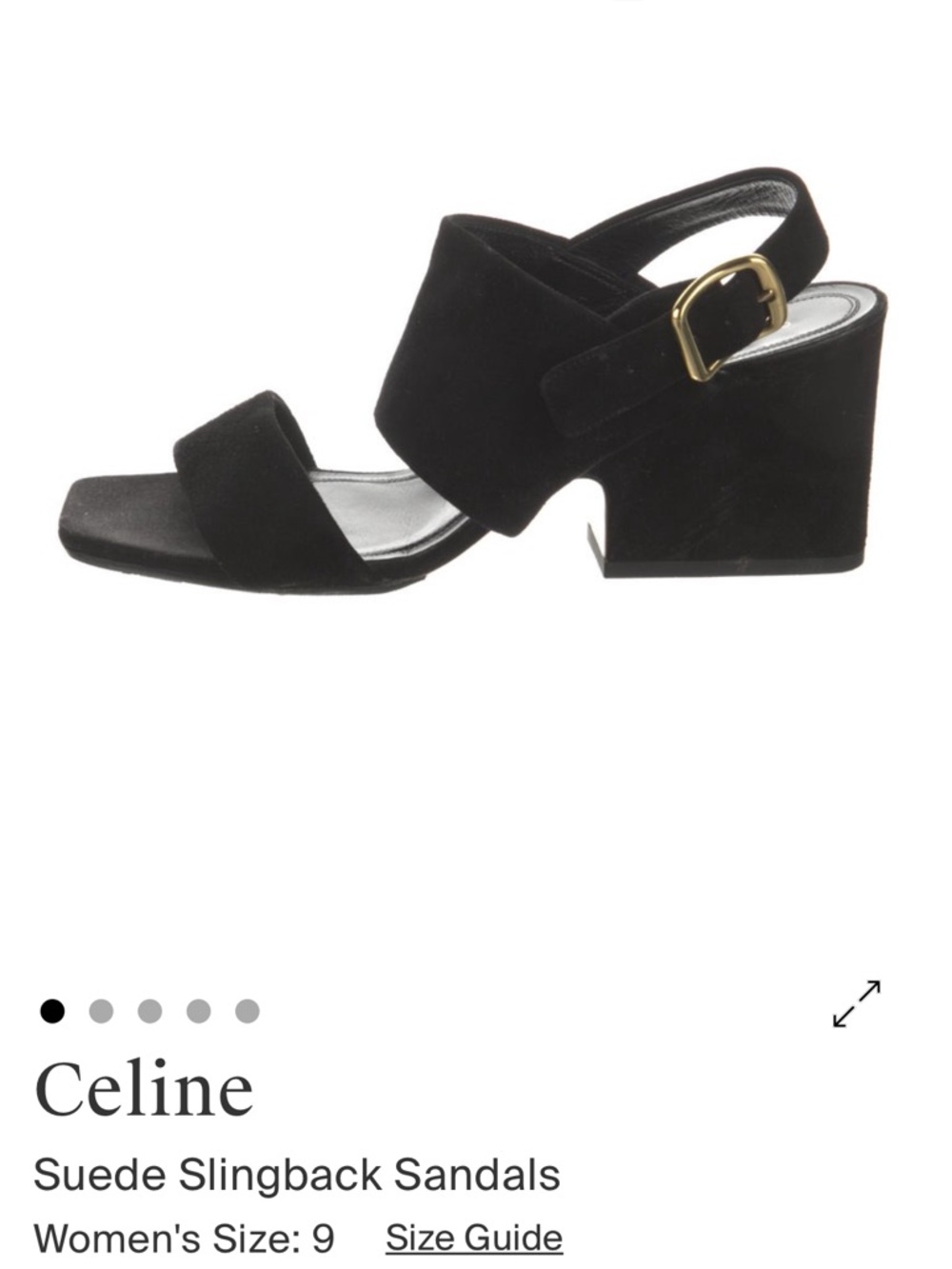 Celine Black Suede Block Heel Slingback Sandals